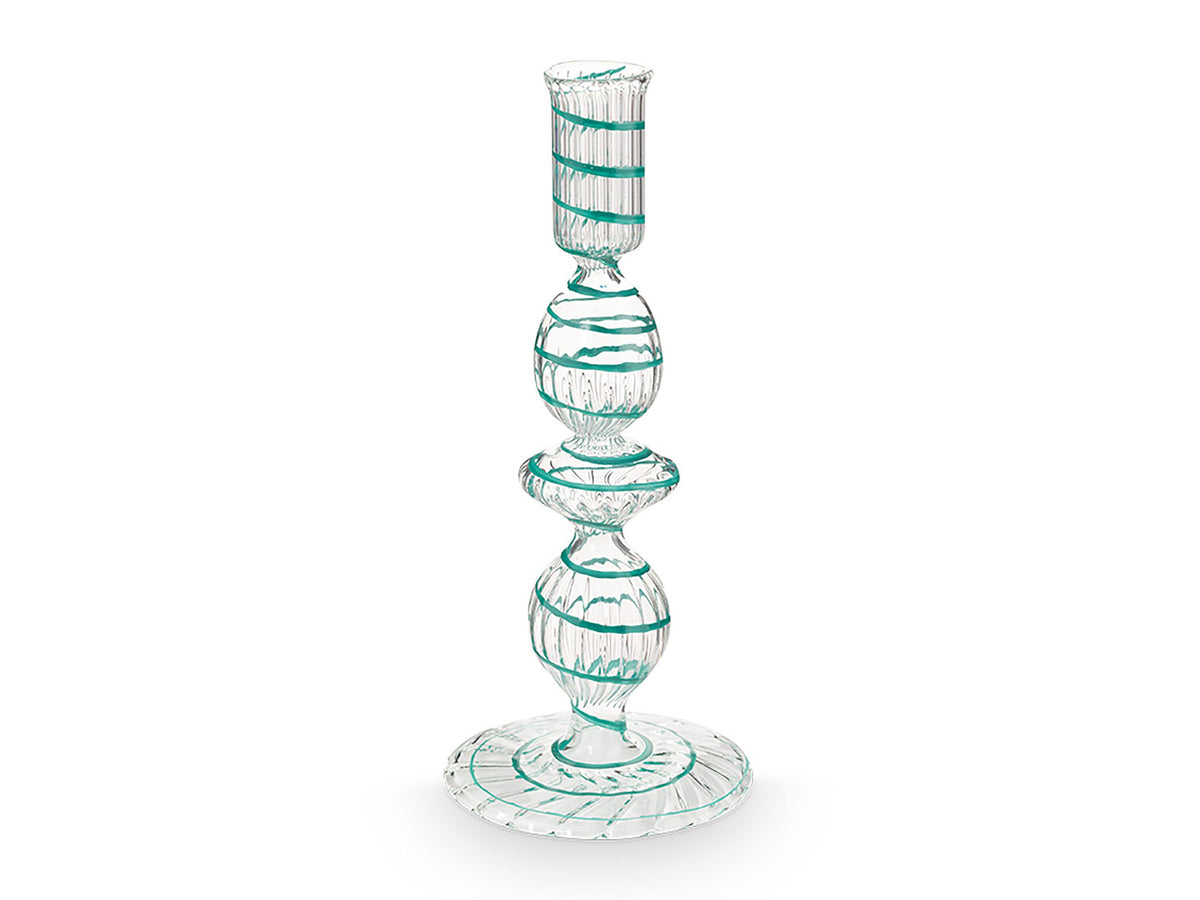 PIP STUDIO Swirl Light Blue Glas Kerzenständer 20cm Freisteller 1