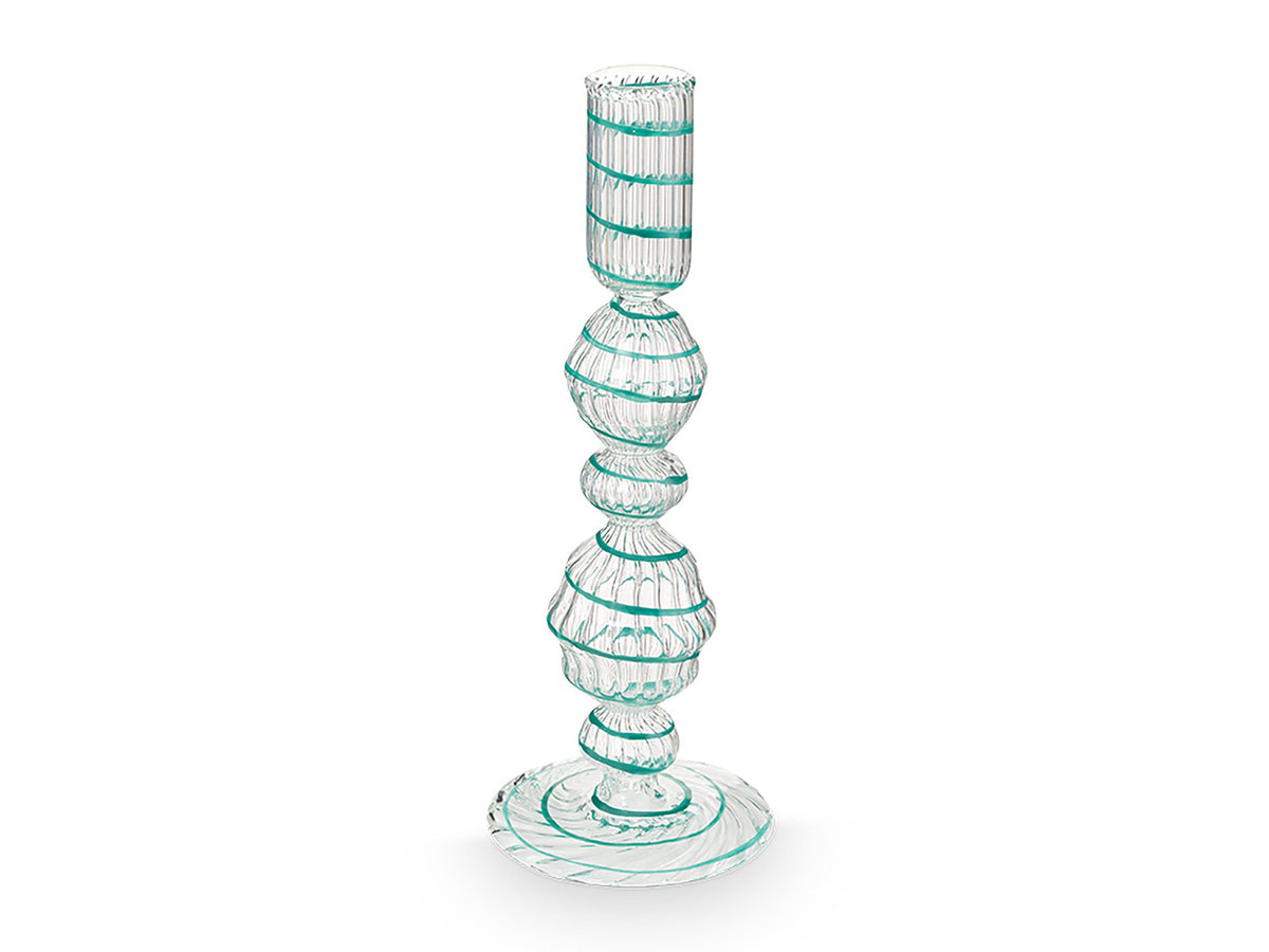 PIP STUDIO Swirl Light Blue Glas Kerzenständer 22cm Freisteller 1
