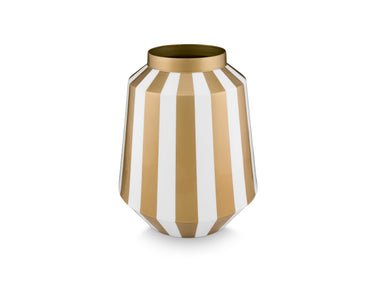 PIP STUDIO Vase Metall Stripes weiß-gold 24x29cm Freisteller 1