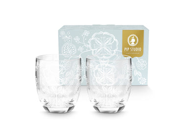 PIP STUDIO Flower White Trinkglas 280ml Set2 Freisteller 1