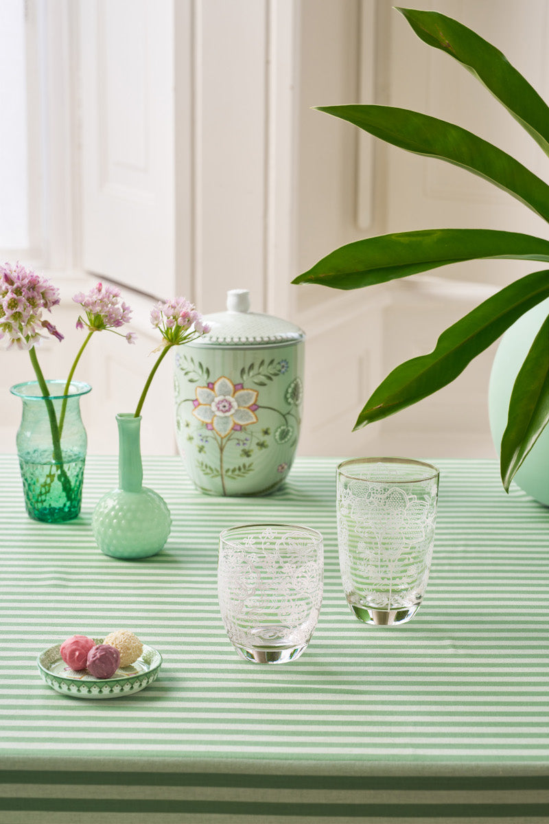 PIP STUDIO Flower White Longdrinkglas 400ml Set2 Lifestyle 1