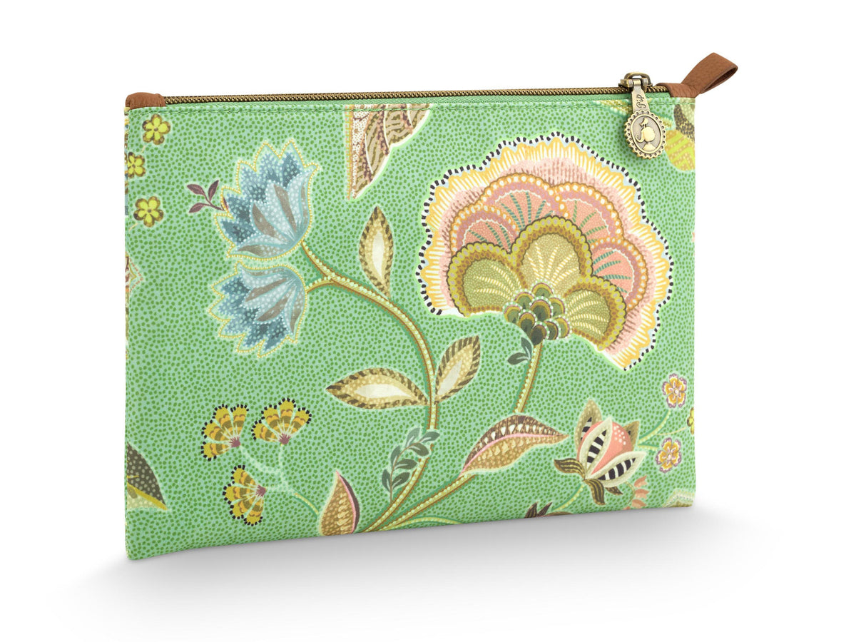 PIP STUDIO Charly Kosmetiktasche flach medium Matata grün 24x1x15.5cm Freisteller 2