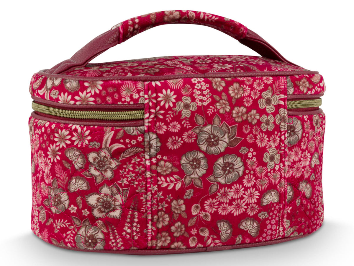 PIP STUDIO Cleo Kosmetiktasche gesteppt Daisy Dreams rot 26cm Freisteller 2