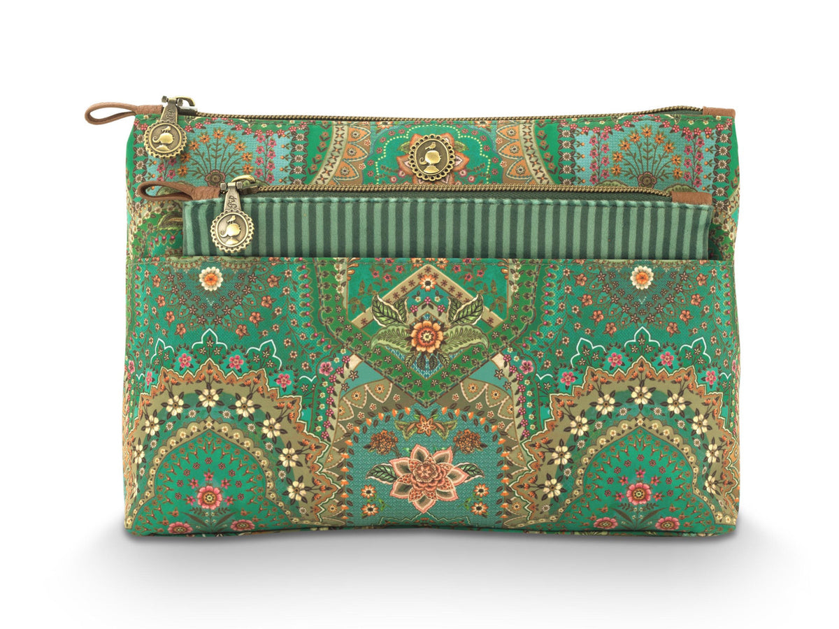 PIP STUDIO Caryn Kosmetiktasche Combi Jabali grün 26cm Freisteller 1