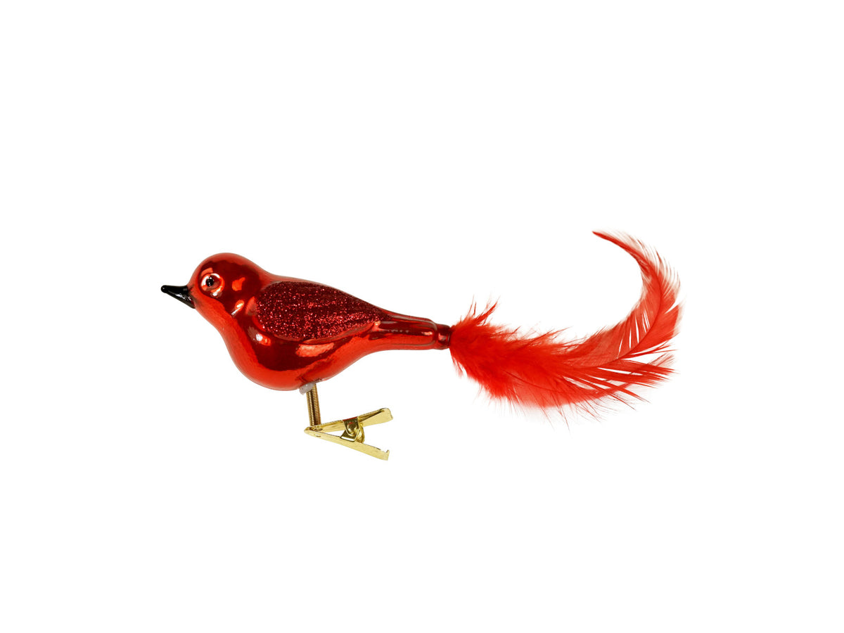 Werner Voß Klemmvögelchen mit Feder rot 8,5cm Freisteller