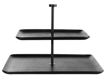 ASA Selection wood schwarz Etagere 2-stufig rechteckig 25cm