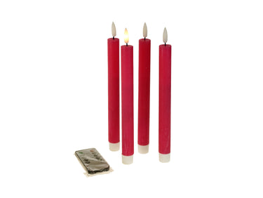Werner Voß LED Stabkerze Echtwachs pink 24,5cm Set4
