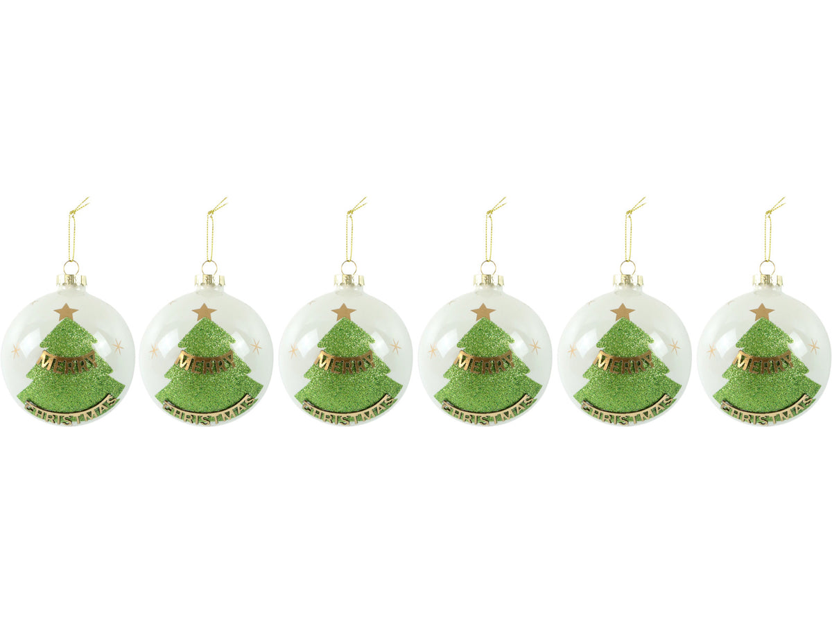 Hoff-Interieur Weihnachtsbaum grün Glaskugeln sortiert 8cm (1 Stück)