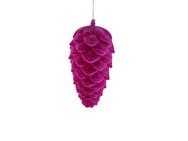 Werner Voß Hänger Tannenzapfen magenta beflockt 20cm Freisteller