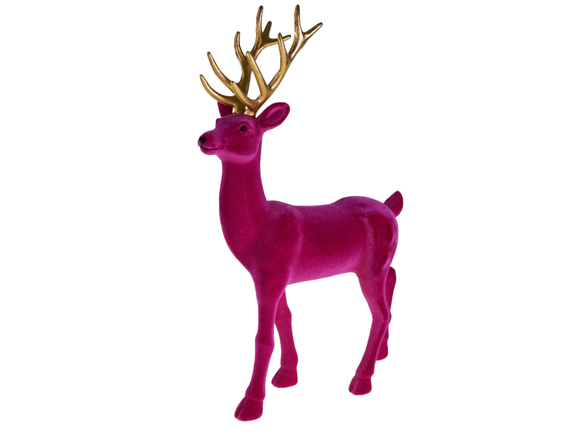 Werner Voß Hirsch magenta beflockt 45cm Freisteller