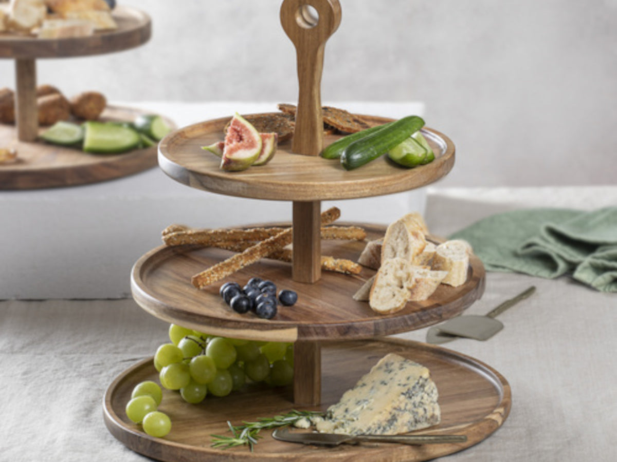 ladelle GATHER Servierturm akazie rund 3-etagig Lifestyle 1