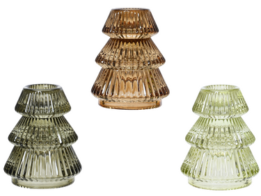 Decoris Teelichthalter Glas mehrfarbig sortiert 8cm (1 Stück)