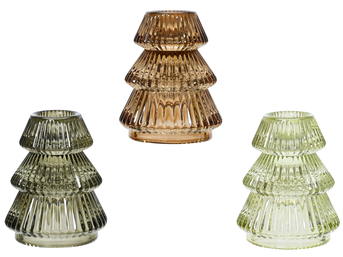 Decoris Teelichthalter Glas mehrfarbig sortiert 8cm (1 Stück)