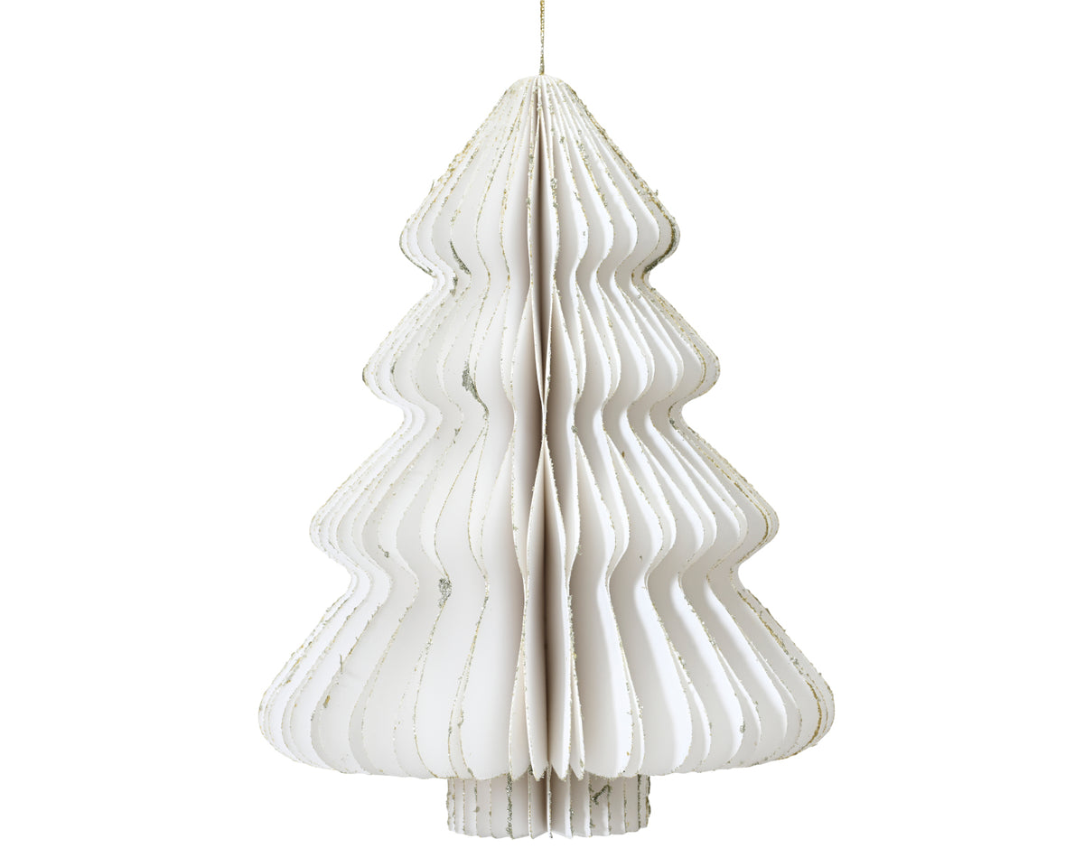 Decoris Baum Papier weiß 15cm