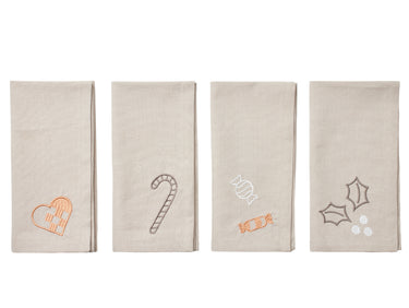 Broste Copenhagen Fryd Serviette beige 45x45cm Set4 Freisteller 1