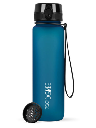 720°DGREE Trinkflasche uberBottle softTouch mit Sieb petrol blue 1l Freisteller 1