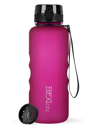 720°DGREE Trinkflasche uberBottle softTouch mit Sieb fuchsia pink 1,5l Freisteller 1
