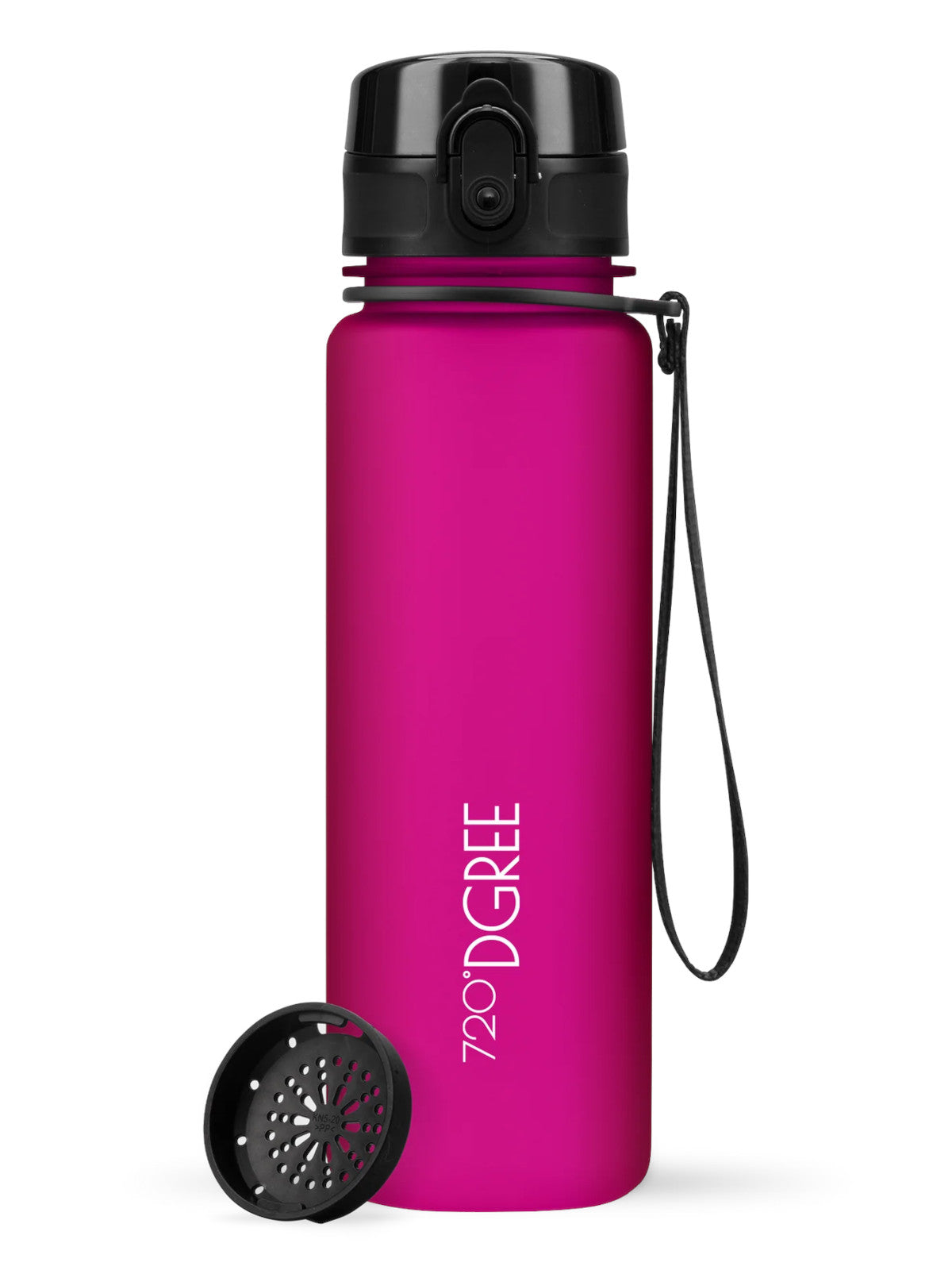 720°DGREE Trinkflasche uberBottle softTouch mit Sieb fuchsia pink 0,5l Freisteller 1