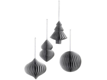 Broste Copenhagen CHRISTMAS MIX Papierhänger silver Set4 Freisteller