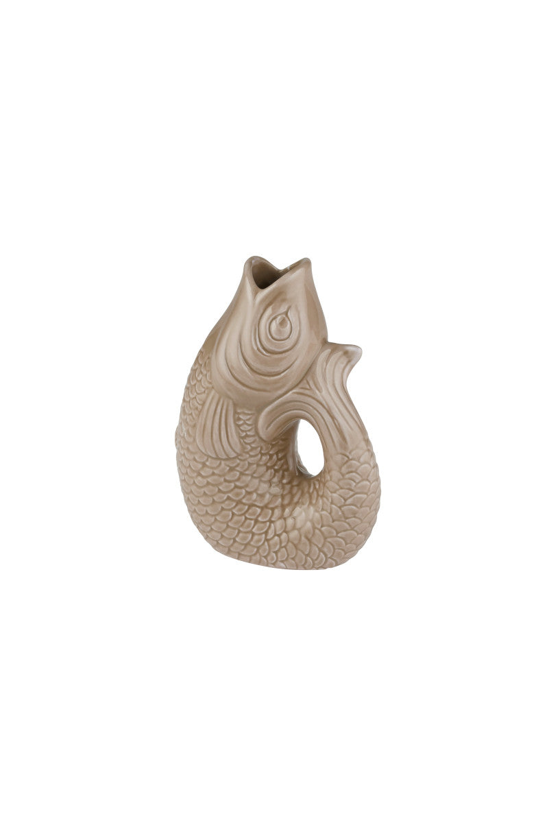 Giftcompany Monsieur Carafon Vase / Karaffe Fisch XS sandstone 0,2l Freisteller