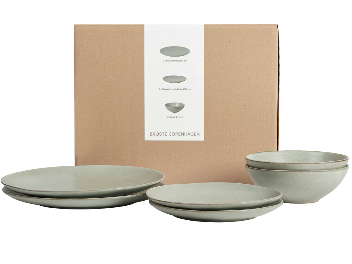 Broste Copenhagen NORDIC MARSH Geschirrset mittag für Zwei 6tlg Freisteller 1