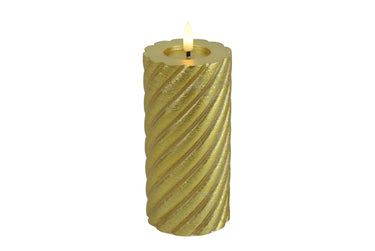 Decostar Stumpenkerze Rustikal LED Twirly L gold 15cm Freisteller