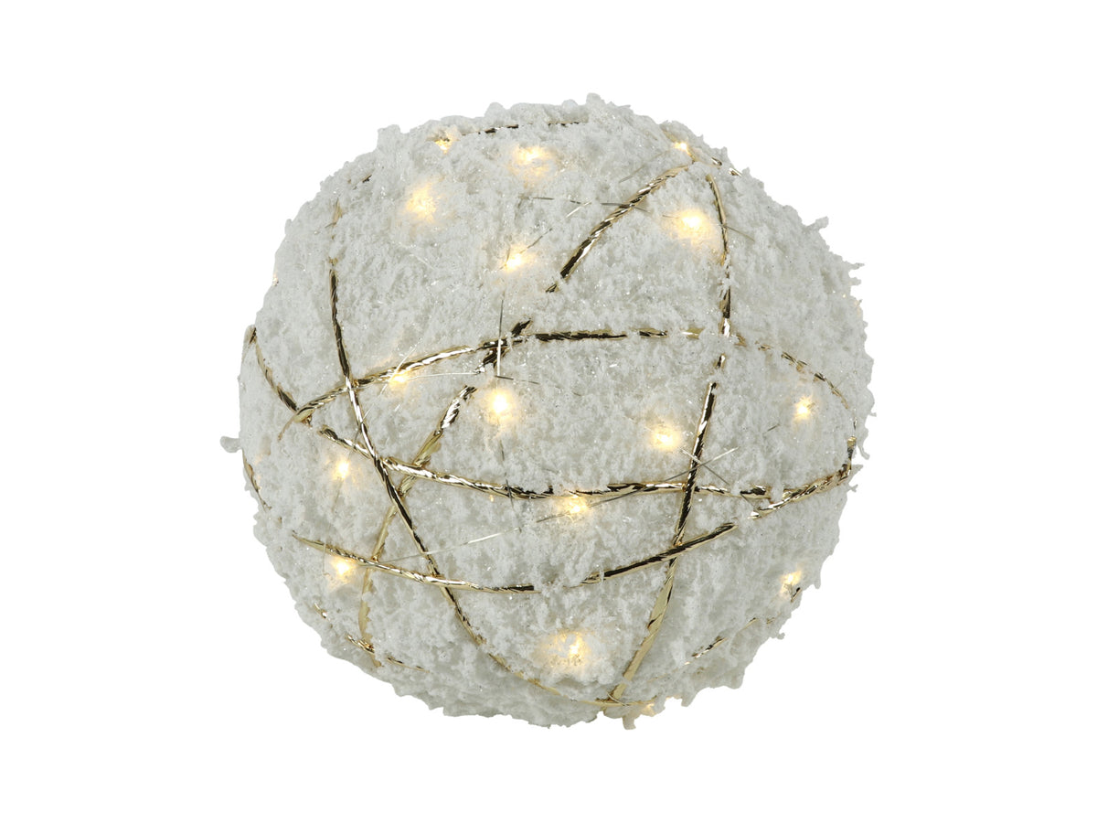 Decostar Weihnachtskugel LED Bling S schnee/gold 15cm Freisteller