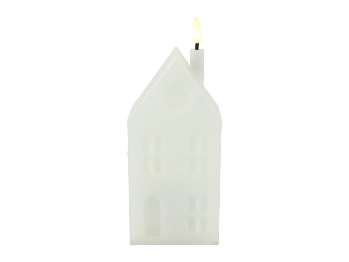 Decostar Haus Kerze LED Lyon L weiß 20cm Freisteller