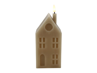 Decostar Haus Kerze LED Lyon L beige 20cm Freisteller