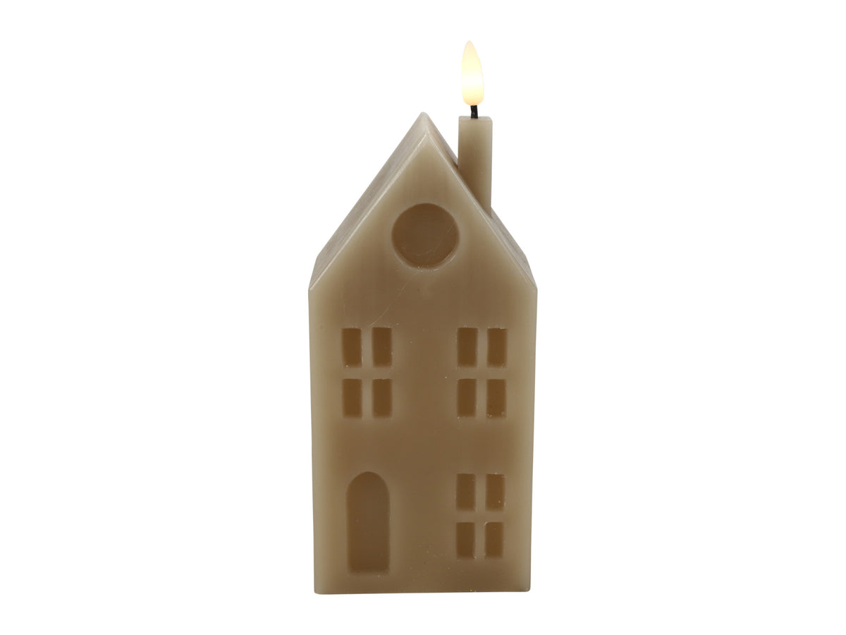 Decostar Haus Kerze LED Lyon L beige 20cm Freisteller