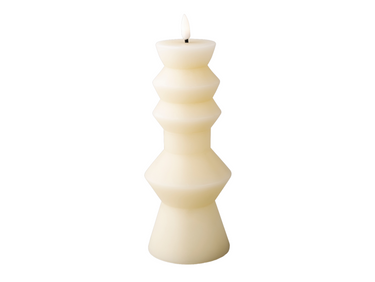 Lumineo LED Kerze Wachs creme/warmes weiss 23cm Freisteller