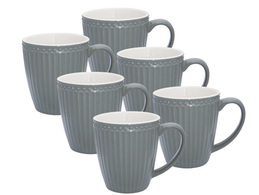 Greengate Alice Becher mit Henkel stone grey 0,4 l Set6 Freisteller