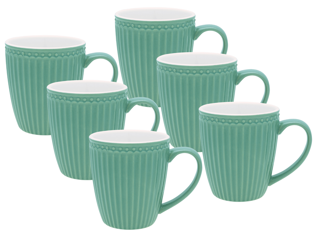 Greengate Alice Becher mit Henkel dusty green 0,4 l Set6 Freisteller