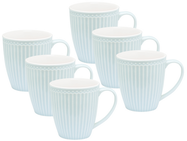 Greengate Alice Becher mit Henkel pale blue 0,4 l Set6 Freisteller