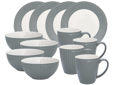 Greengate Alice Frühstücksset stone grey 12tlg Freisteller