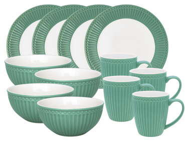 Greengate Alice Frühstücksset dusty green 12tlg Freisteller