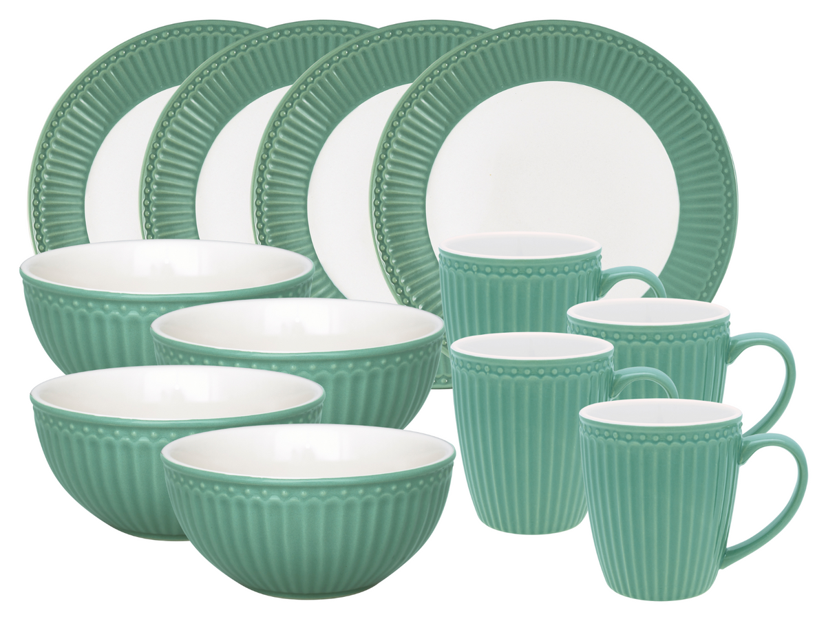 Greengate Alice Frühstücksset dusty green 12tlg Freisteller