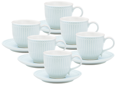 Greengate Alice Tasse mit Untertasse pale blue 8,5 cm Set6 Freisteller