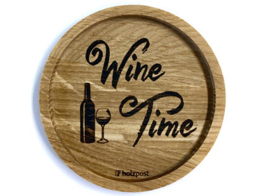 holzpost Untersetzer Wine Time Eiche 11,2cm Freisteller 1