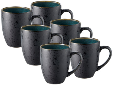 Bitz Becher mit Henkel matt black / shiny green 0,3 l Set6 Freisteller