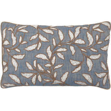 Greengate Leaf blue allover Kissenhülle mit Stickerei 30x50cm