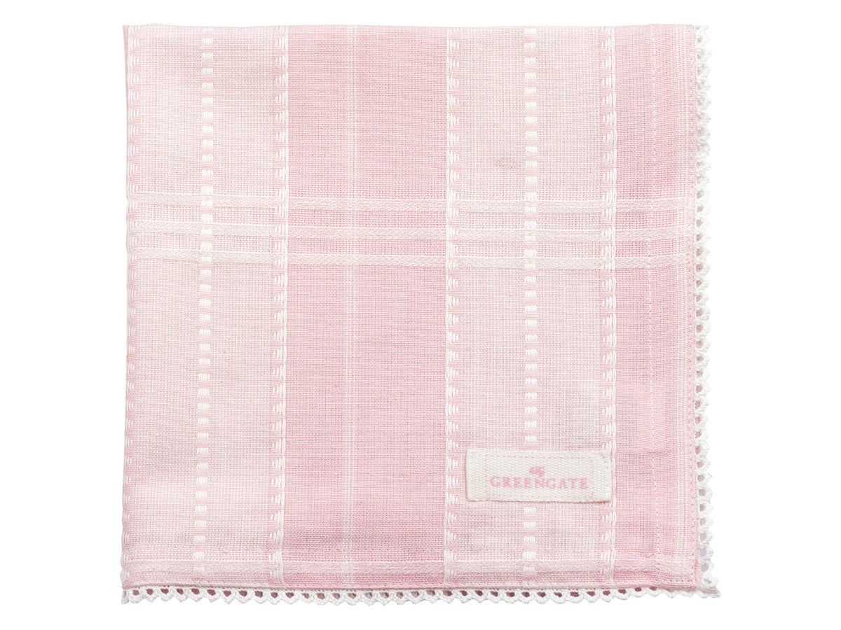 Greengate Annica Stoffserviette mit Spitze pale pink 40x40cm Freisteller 1