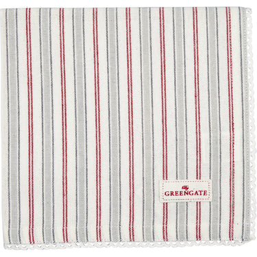 Greengate Cara Stoffserviette mit Spitze rot 40x40cm Freisteller