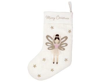 Greengate Cindarella Weihnachtsstrumpf mit Stickerei white 53x35cm Freisteller 1