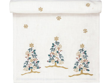 Greengate Lucie Xmas Tischläufer bestickt white 140xx45cm Freisteller 1