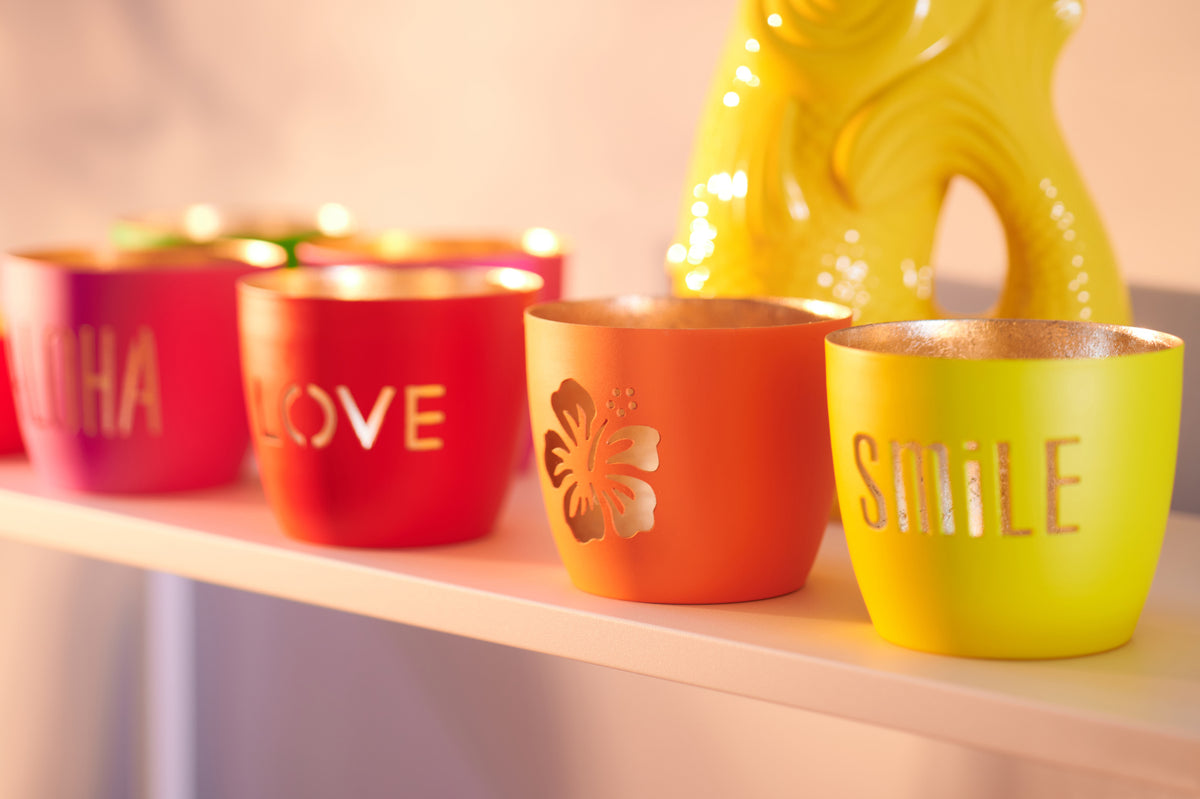 Giftcompany Madras Windlicht M Choose happiness gelb/gold 8,5cm Lifestyle 1