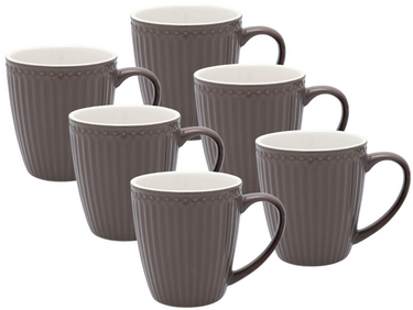 Greengate Alice Becher mit Henkel dark chocolate 0,4 l Set6 Freisteller
