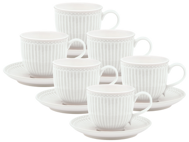 Greengate Alice Tasse mit Untertasse white 8,5cm Set6 Freisteller
