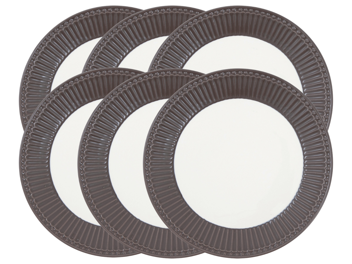 Greengate Alice Frühstücksteller dark chocolate 23 cm Set6