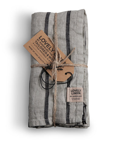 Lovely Linen Stripe Serviette Leinen black (1 Stück)